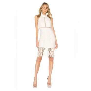 Bardot Gemma white crochet lace halter midi dress 