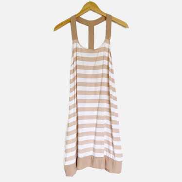 Coolchange Tan & White Striped Scoop Neck Mini T-B