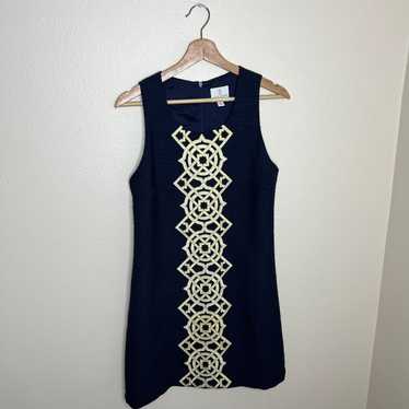 Julie Brown NYC Gold Embellished Navy Sleeveless D