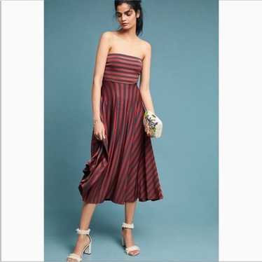 Maeve Anthropologie Penny Strapless Striped Midi D