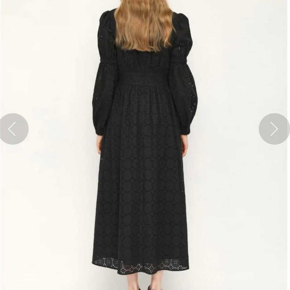 SLY Cotton Lace Black Long Dress V-Neck Embroider… - image 6