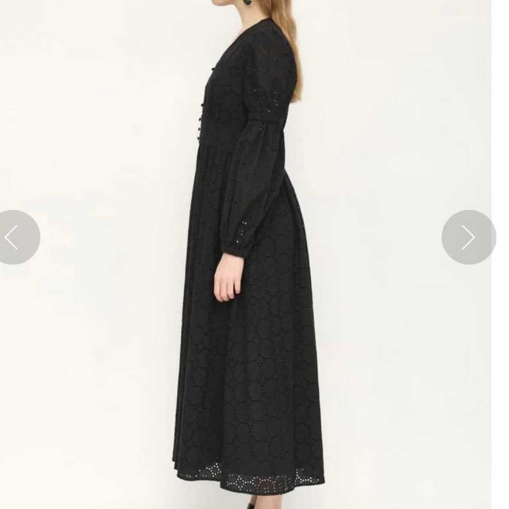 SLY Cotton Lace Black Long Dress V-Neck Embroider… - image 7