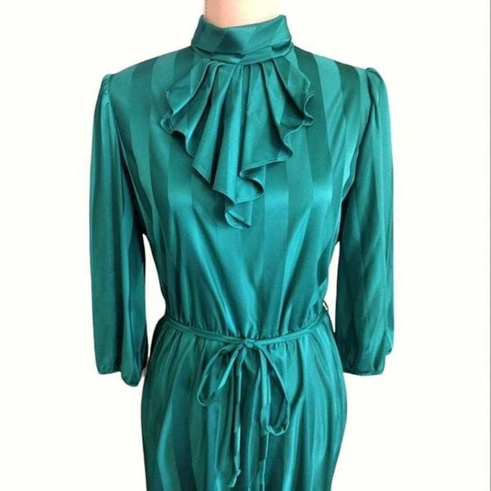 Vintage Green Striped Quarter Sleeve Secretary Mi… - image 3