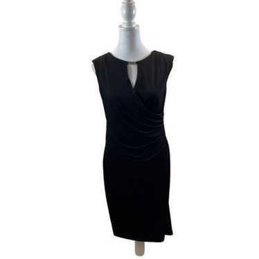 Tiana B. Brand Black Sleeveless Faux Wrap Dress Si