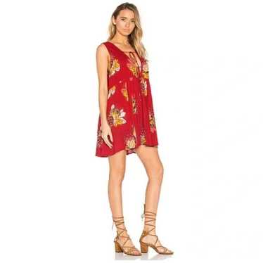 Free People Lovely Day Floral Printed Red Boho Tun