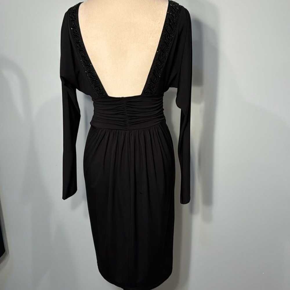 Maggy London black backless cocktail dress with b… - image 4