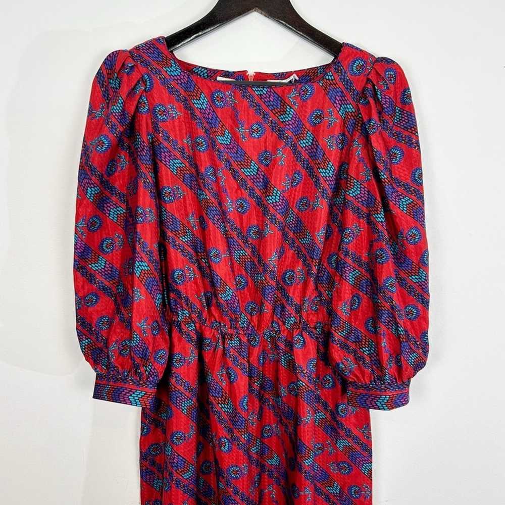 Vintage Leslie Fay Red 3/4 Sleeve Midi Dress Size… - image 2