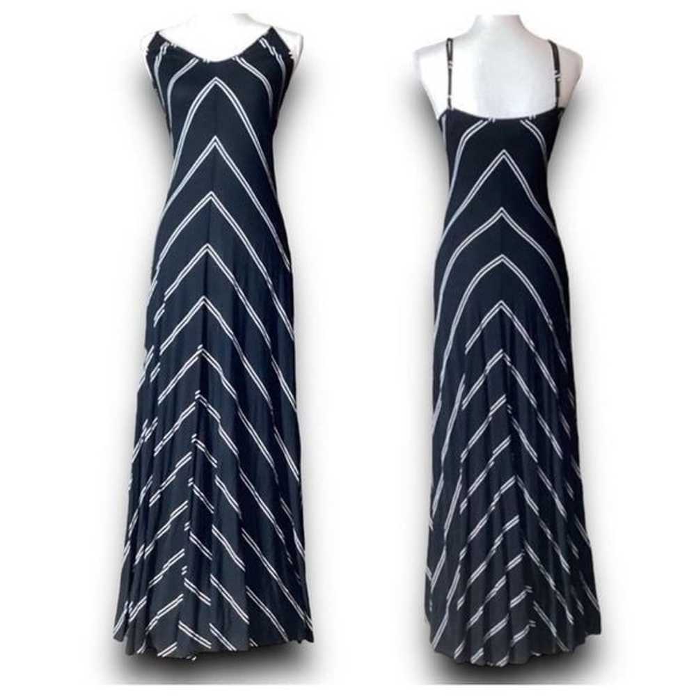 Loft Black & White Striped Spaghetti Strap Maxi L… - image 1