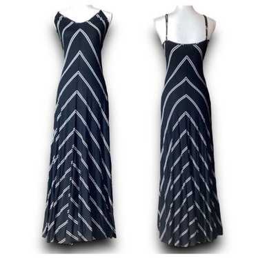 Loft Black & White Striped Spaghetti Strap Maxi L… - image 1