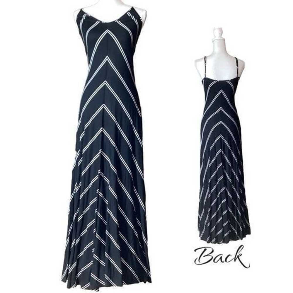 Loft Black & White Striped Spaghetti Strap Maxi L… - image 2