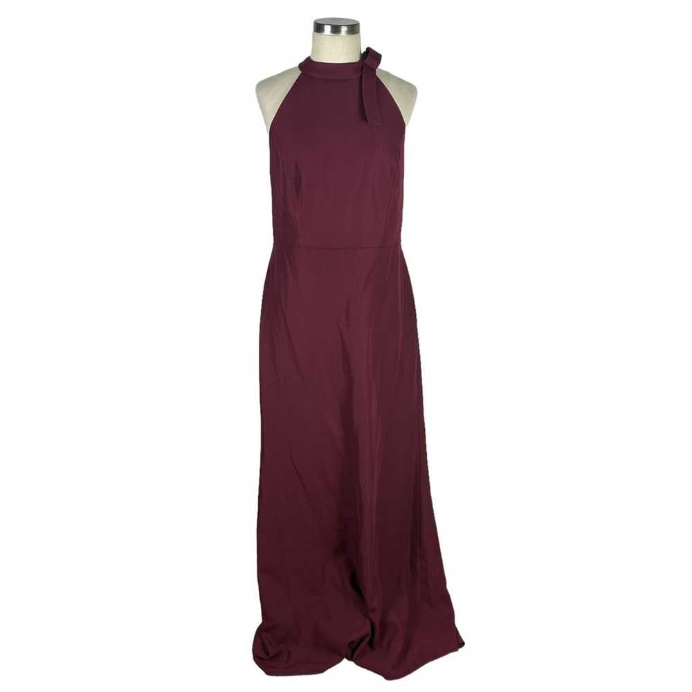 AFTER SIX 6827 Cabernet Crepe Halter Bow Neck Dre… - image 1