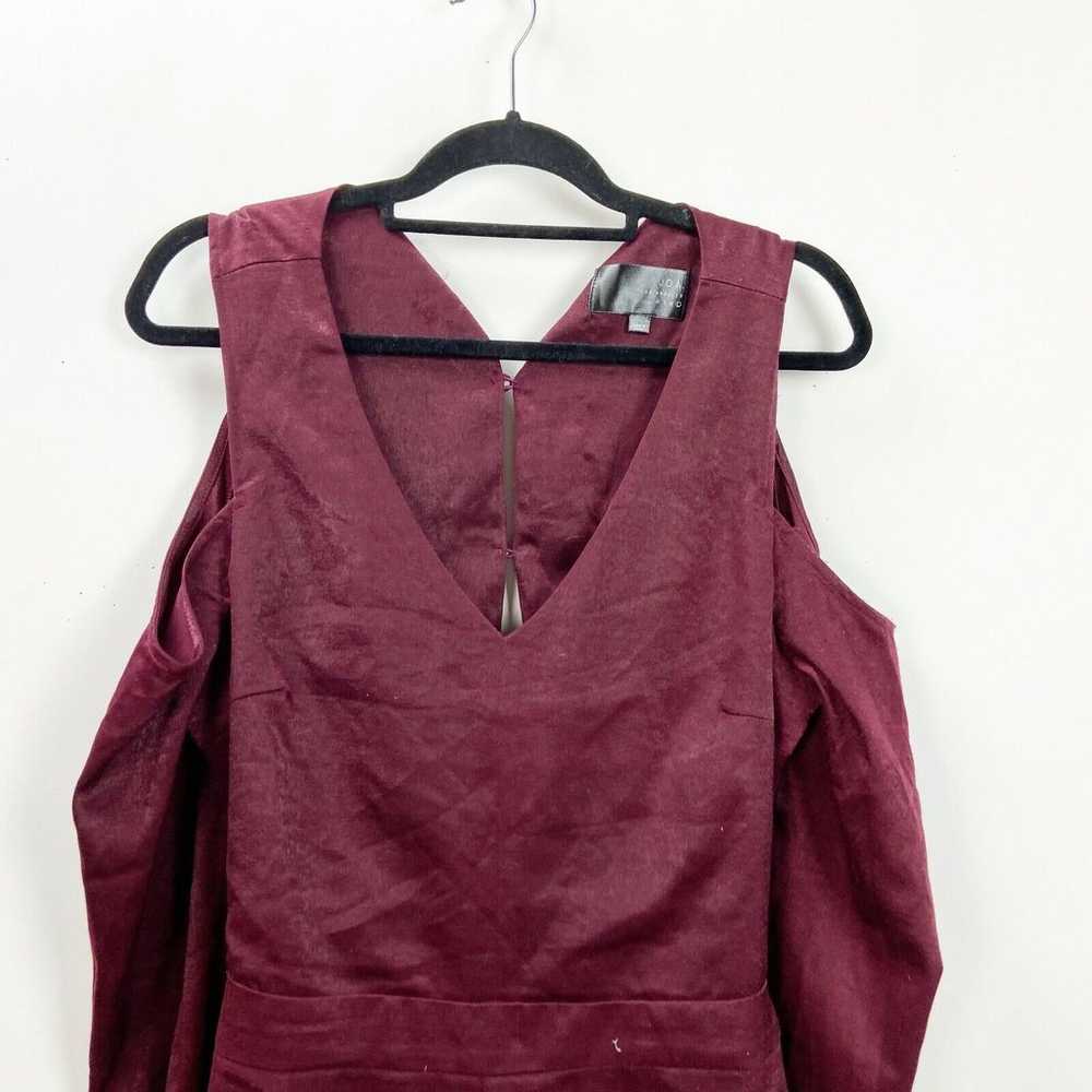 J.O.A Large Womens Burgundy Satin Cold Shoulder R… - image 2