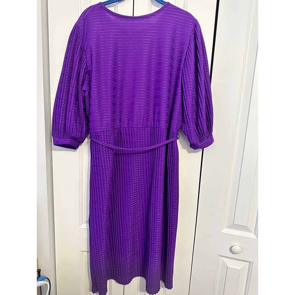 Vintage 1970s purple disco floral pleated dress - image 6