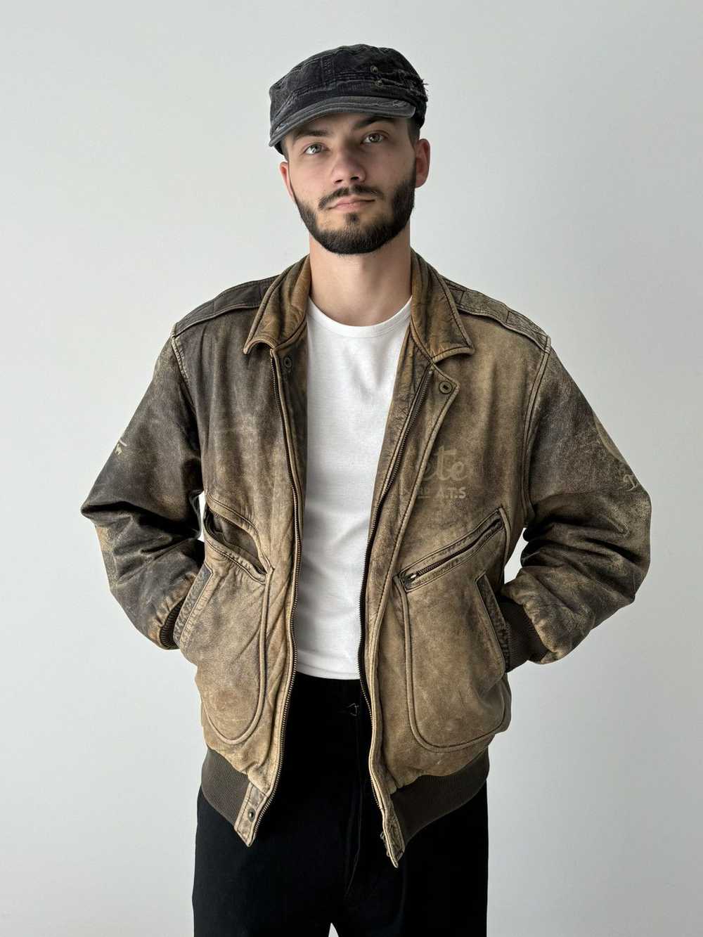 Chevignon × Leather Jacket × Vintage Vintage 90s … - image 1