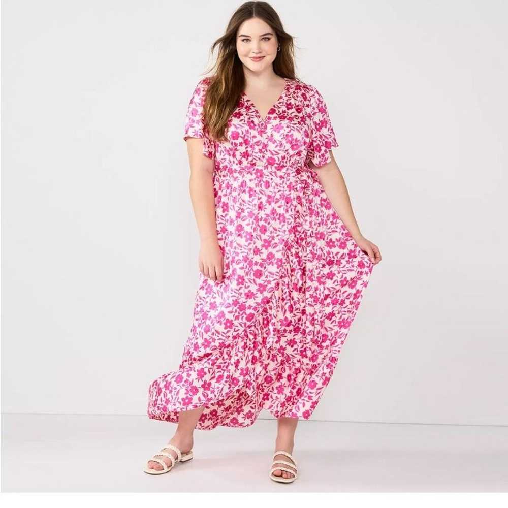 Plus Size DRAPER JAMES RSVP Pink and White Floral… - image 1