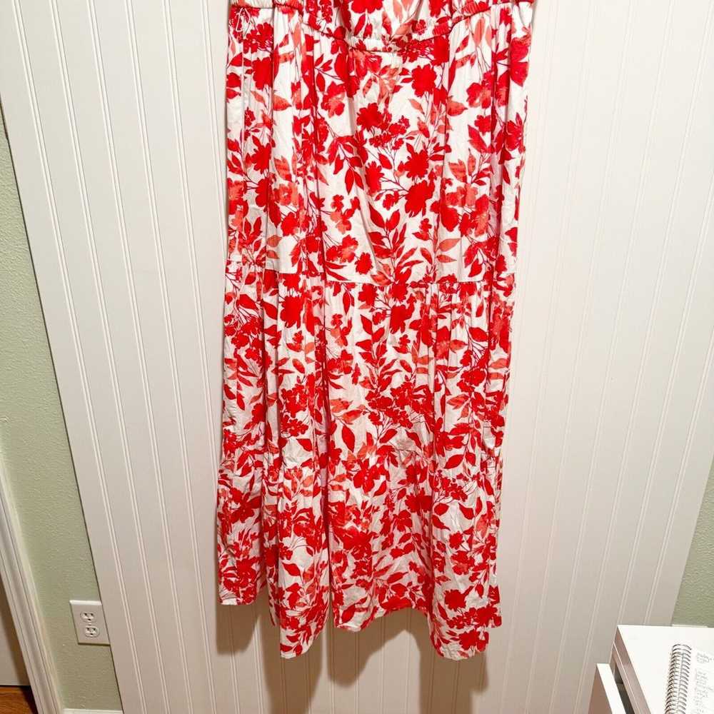 Lane Bryant Red White Floral Maxi Dress Off The S… - image 3