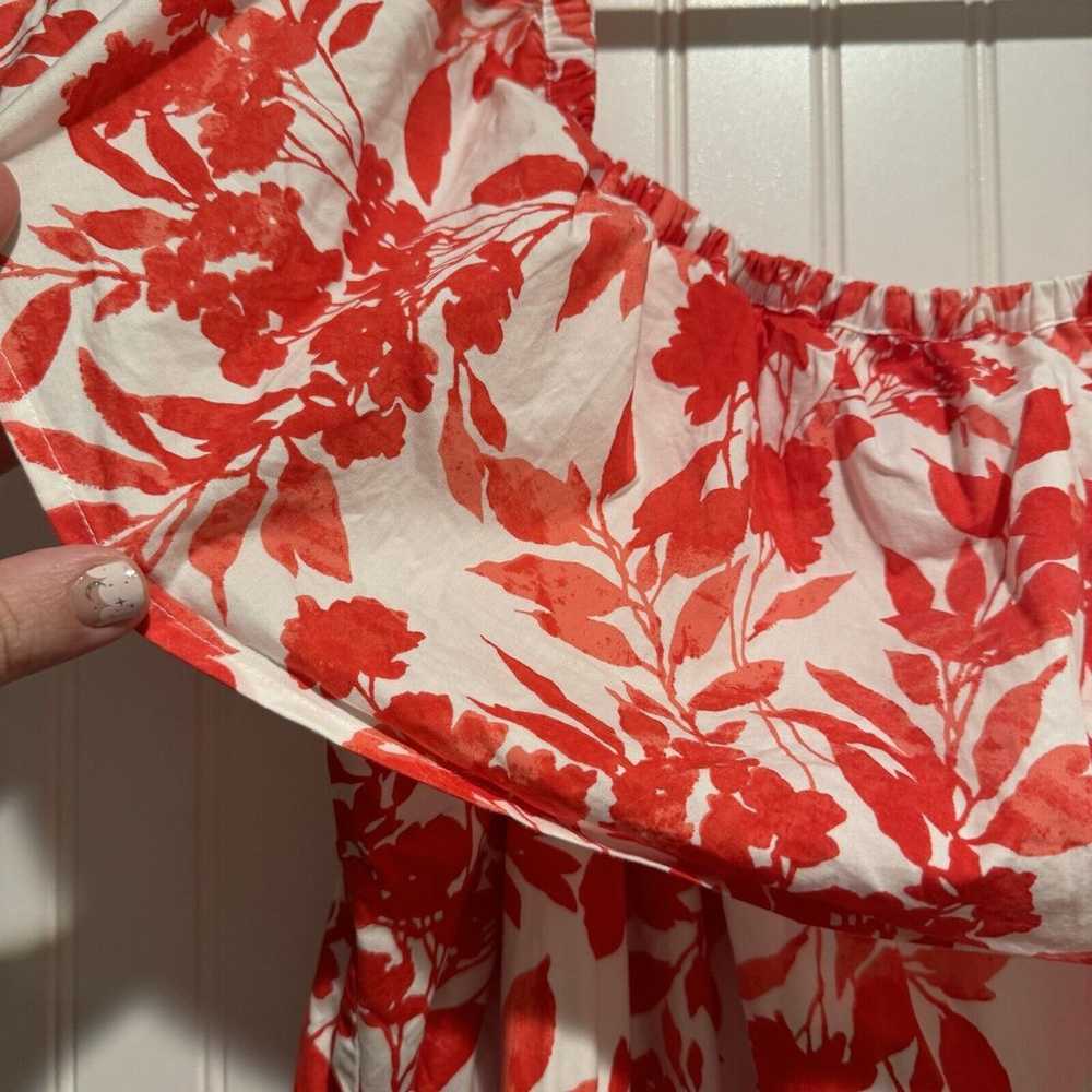 Lane Bryant Red White Floral Maxi Dress Off The S… - image 5