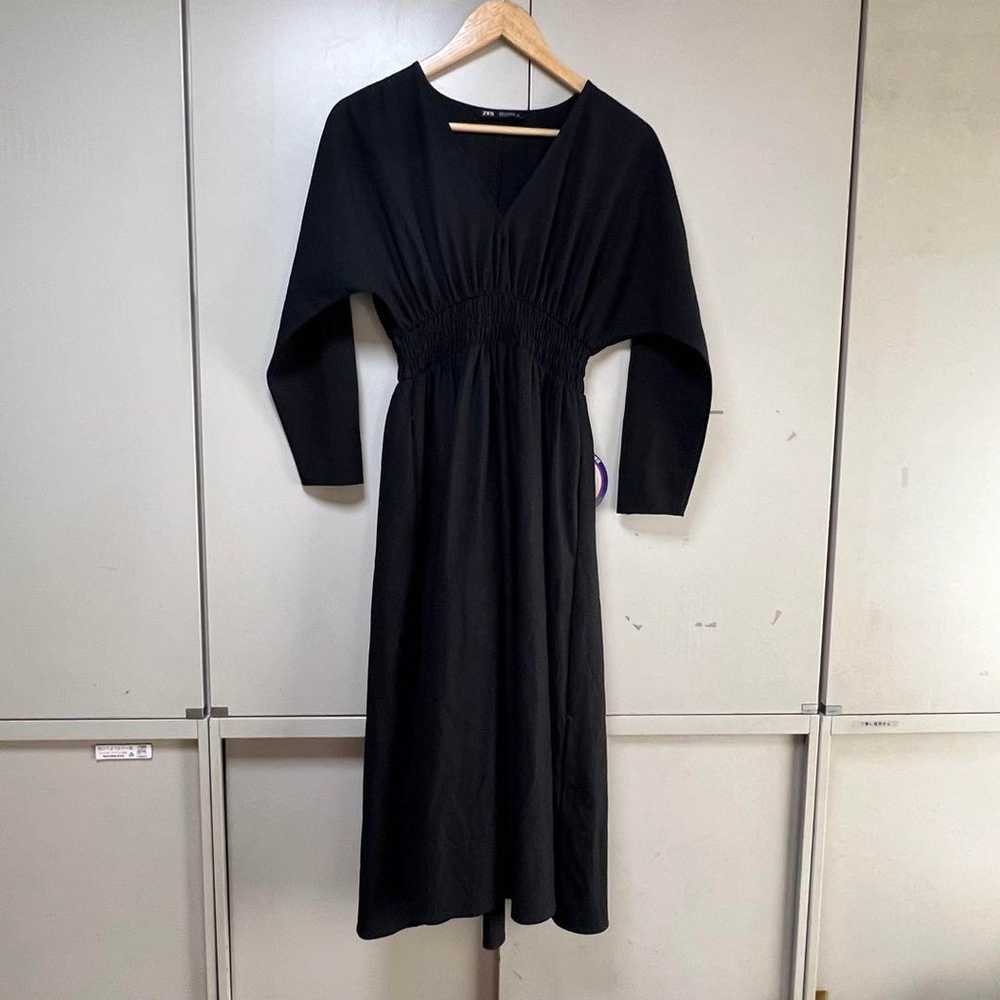 ZARA Wide Elastic Waist Flared Long Dress - Black - image 12