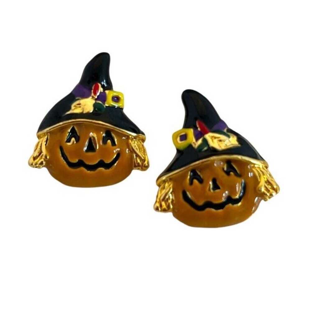 New Vintage Halloween Pierced Earrings Hand Ename… - image 3