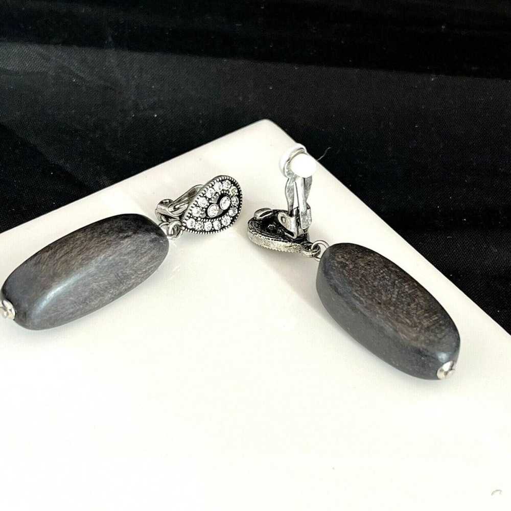 Vintage Designer Earrings Hematite Toned Crystal … - image 5