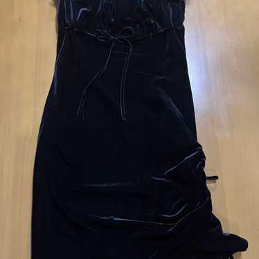 Black Velvet Dress with Ruffles