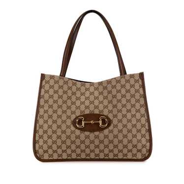 Brown Gucci GG Canvas Horsebit 1955 Tote