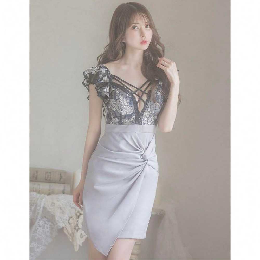 Gray frilled lace tight dress for hostesses, caba… - image 1