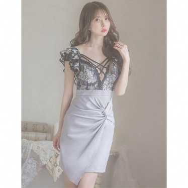 Gray frilled lace tight dress for hostesses, caba… - image 1