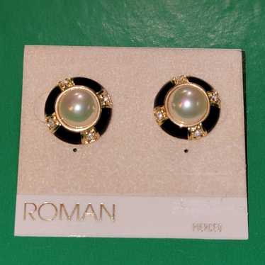 Vintage Roman Earrings Faux Pearl