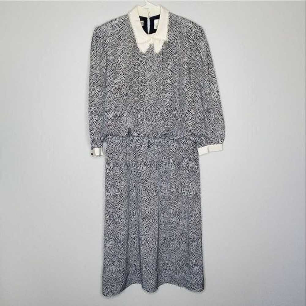 Liz Robert's 14 Vintage Long Sleeve Dress Blue Na… - image 1