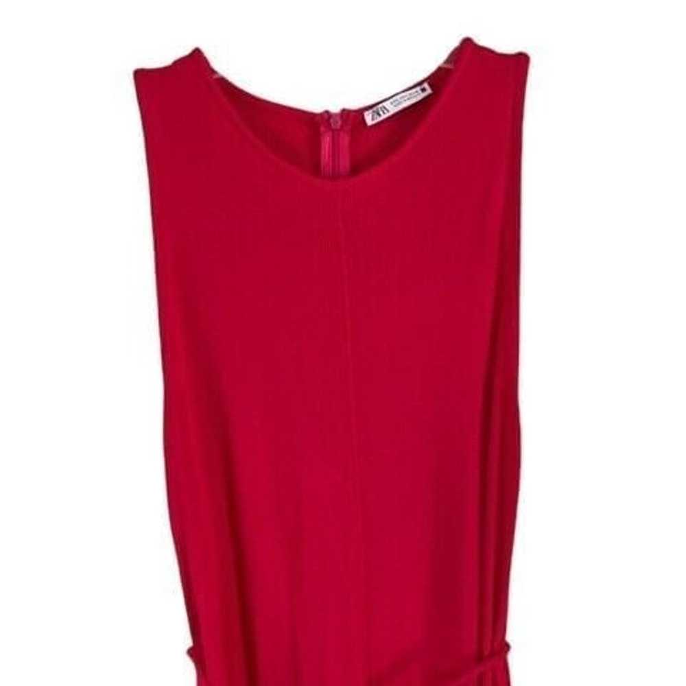 Zara Hot Pink Ribbed Sleeveless Jumpsuit Size Lar… - image 4