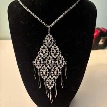 Necklace silver rhinestone ELEGANT!!! - image 1