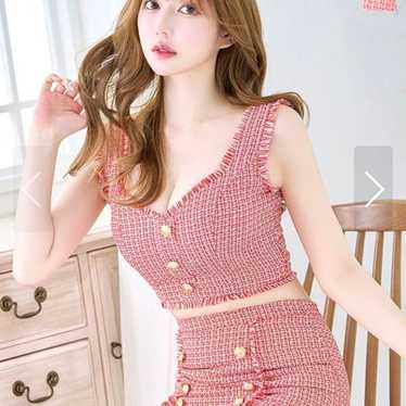 JEWELS Camisole Tweed Dress Mini Length Red