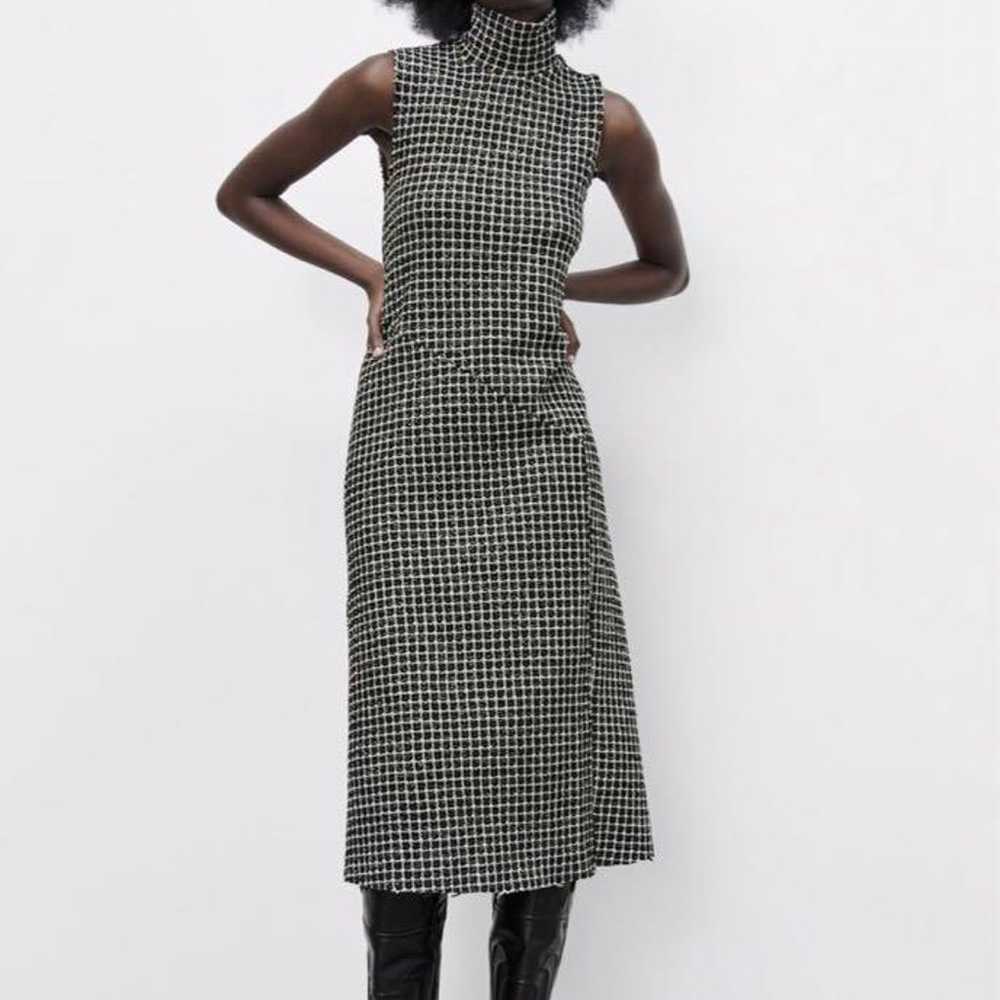 Gingham Knit Dress ZARA Tweed - image 1