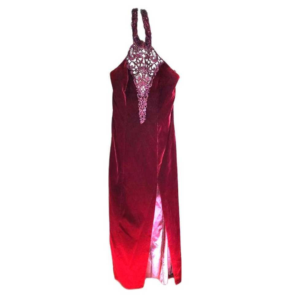 Vintage 90's Zum Zum Dark Red Velvet Formal Dress… - image 1