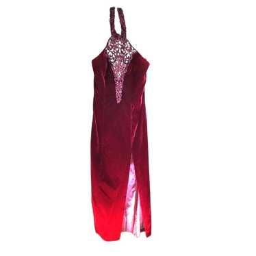 Vintage 90's Zum Zum Dark Red Velvet Formal Dress… - image 1