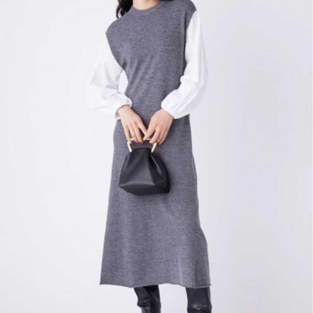 Mila Owen Sleeve-Combined Narrow Silhouette Knit … - image 1