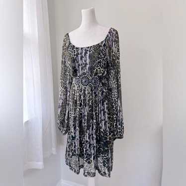 Vintage Y2K Ice Leopard Print Beaded Dress