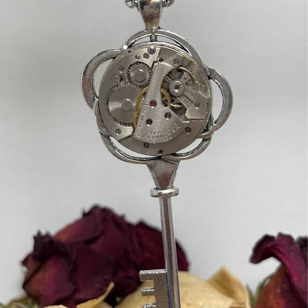 Steampunk Gears & Jewels Skeleton Key Pendant - image 7