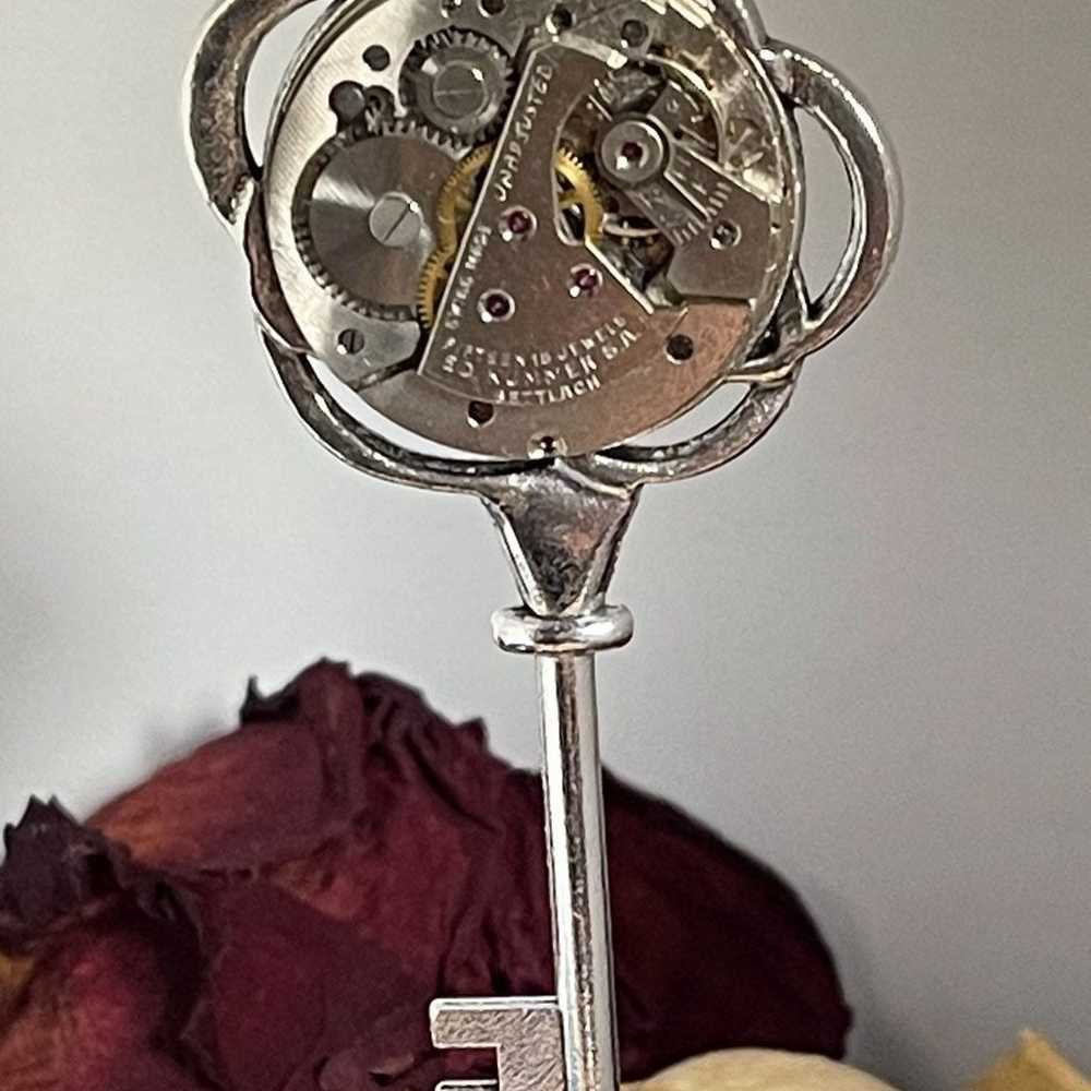 Steampunk Gears & Jewels Skeleton Key Pendant - image 8