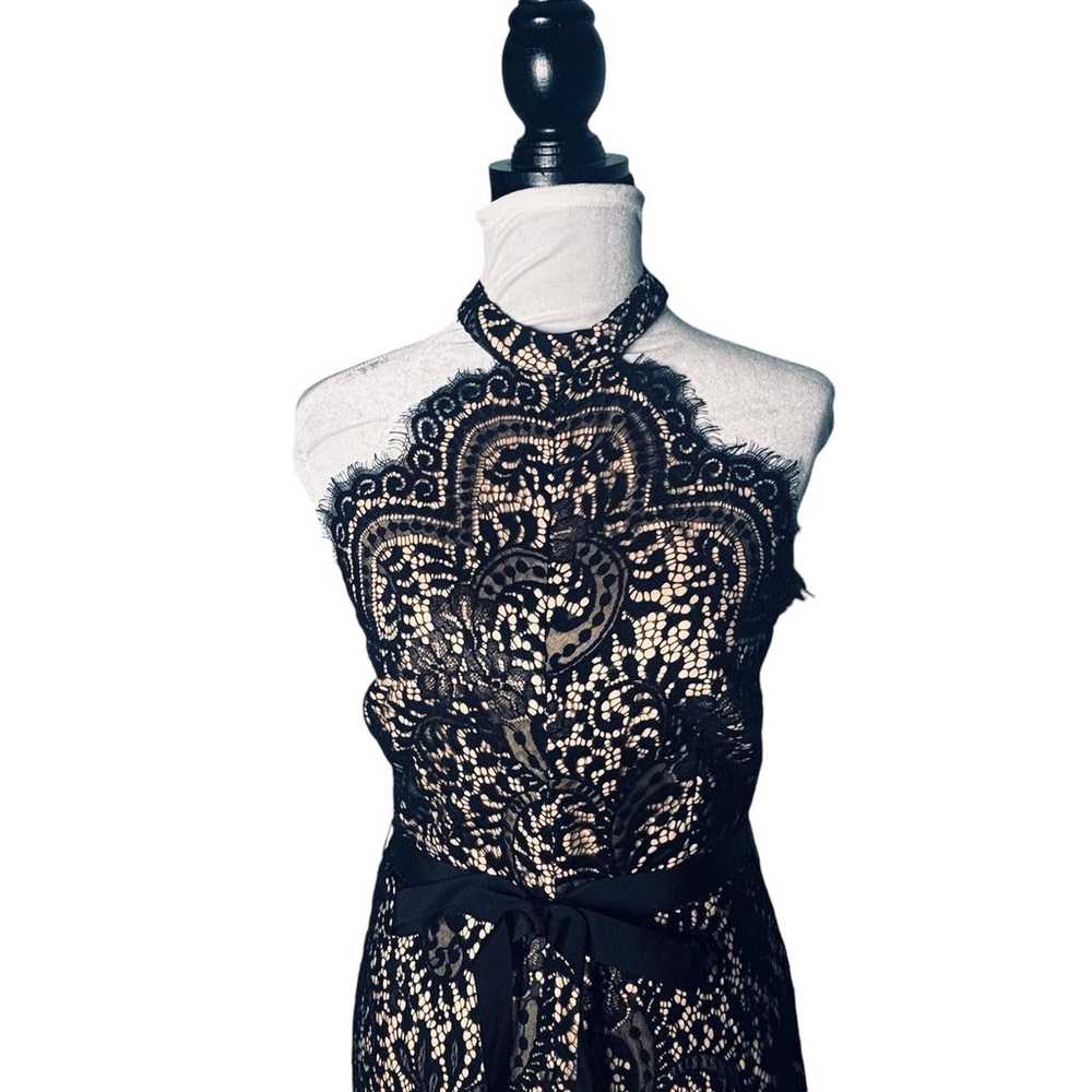 Luxxel Elegant High Neck Lace Romper Black Size M… - image 2