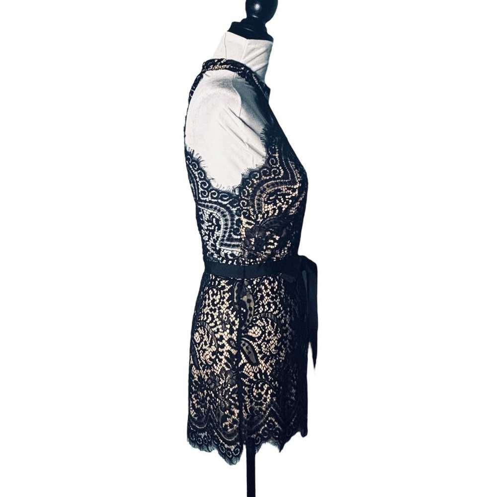 Luxxel Elegant High Neck Lace Romper Black Size M… - image 6