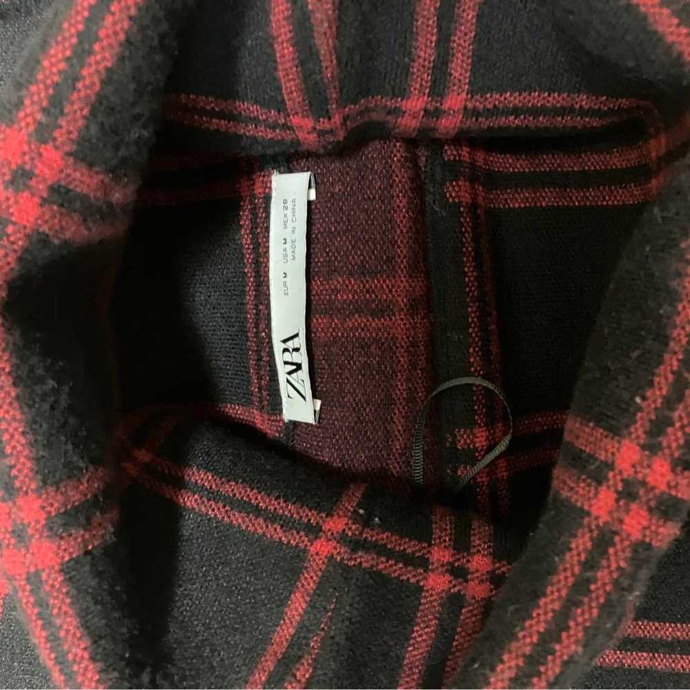 【ZARA】Red and Black Checkered Turtle Long Knit Dr… - image 3