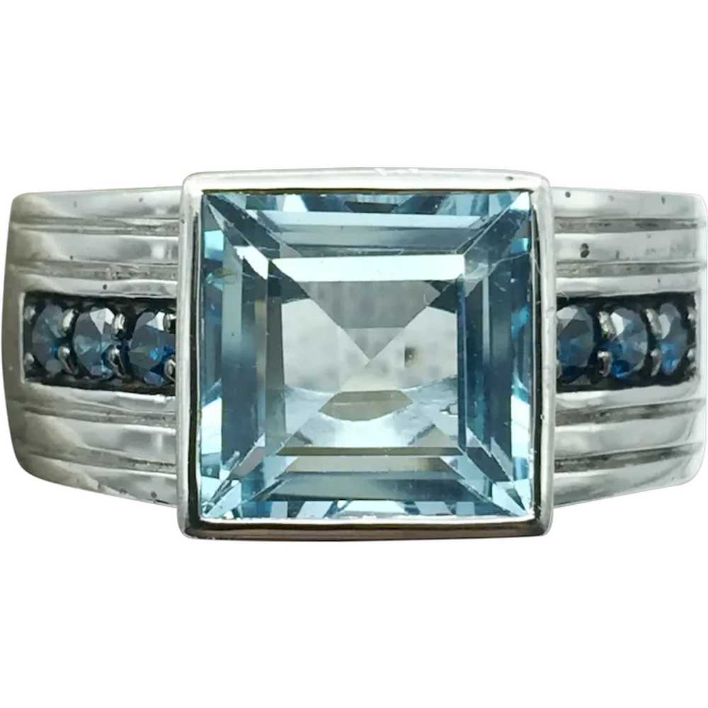 Sterling Silver .30ctw Topaz and Diamond Ring - image 1