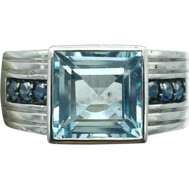 Sterling Silver .30ctw Topaz and Diamond Ring