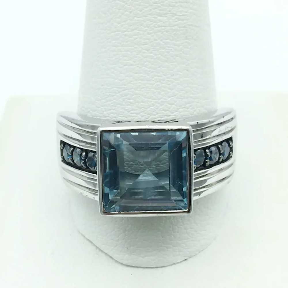 Sterling Silver .30ctw Topaz and Diamond Ring - image 2