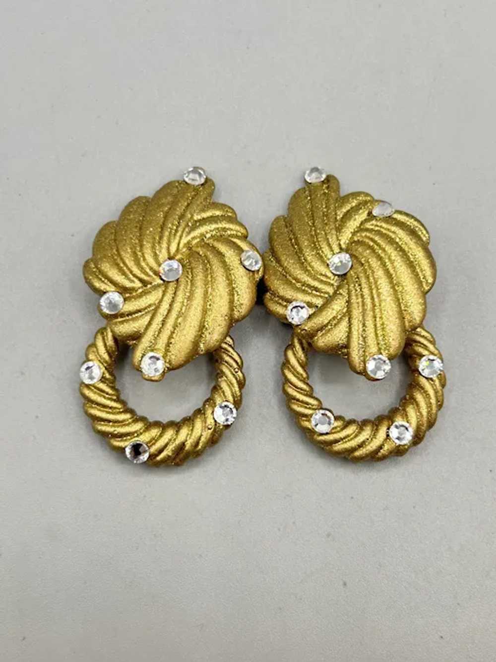 Vintage Jeff Lieb Gold Glitter Clip On Earrings R… - image 2