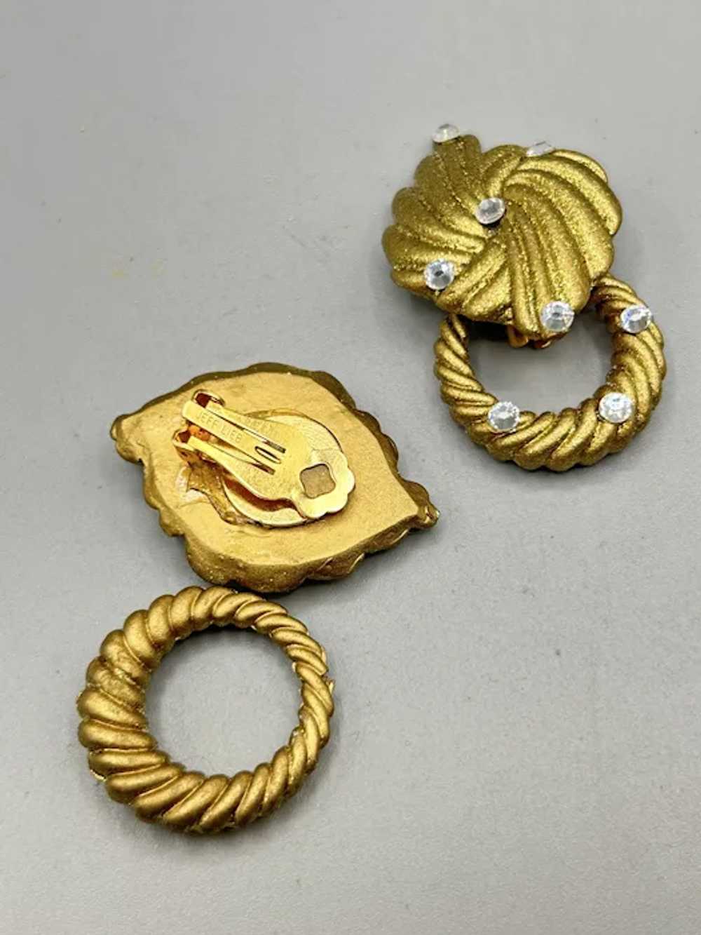 Vintage Jeff Lieb Gold Glitter Clip On Earrings R… - image 4