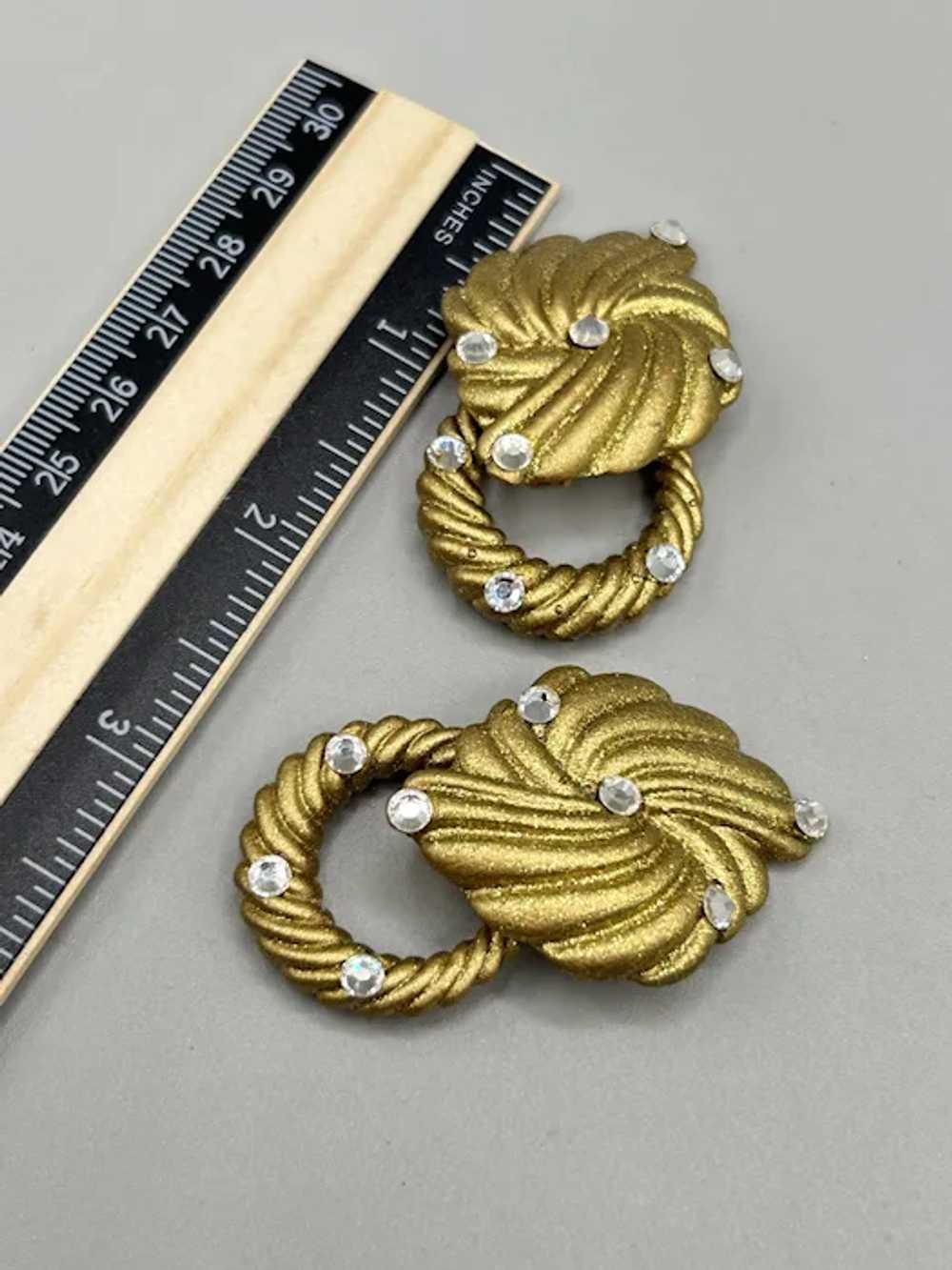 Vintage Jeff Lieb Gold Glitter Clip On Earrings R… - image 5