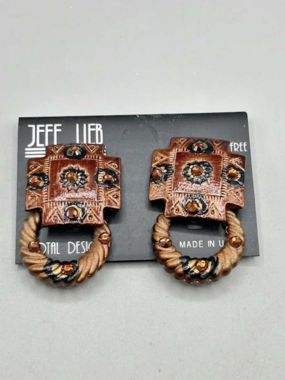 Vintage Jeff Lieb Door Knocker Clip On Earrings R… - image 2